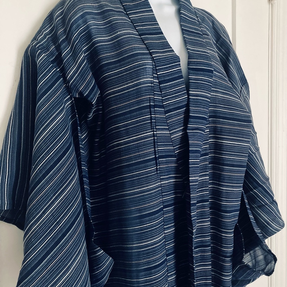 Vintage Striped Indigo Women’s Kimono purchased in Japan OS